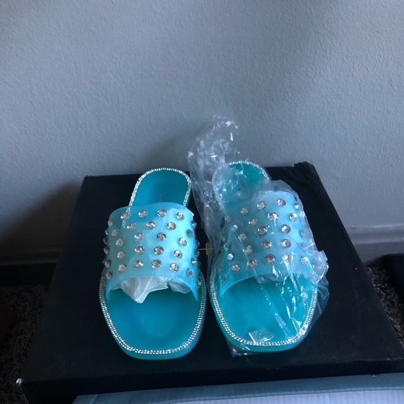 Studded Blue Sandals - Picture 2 of 6